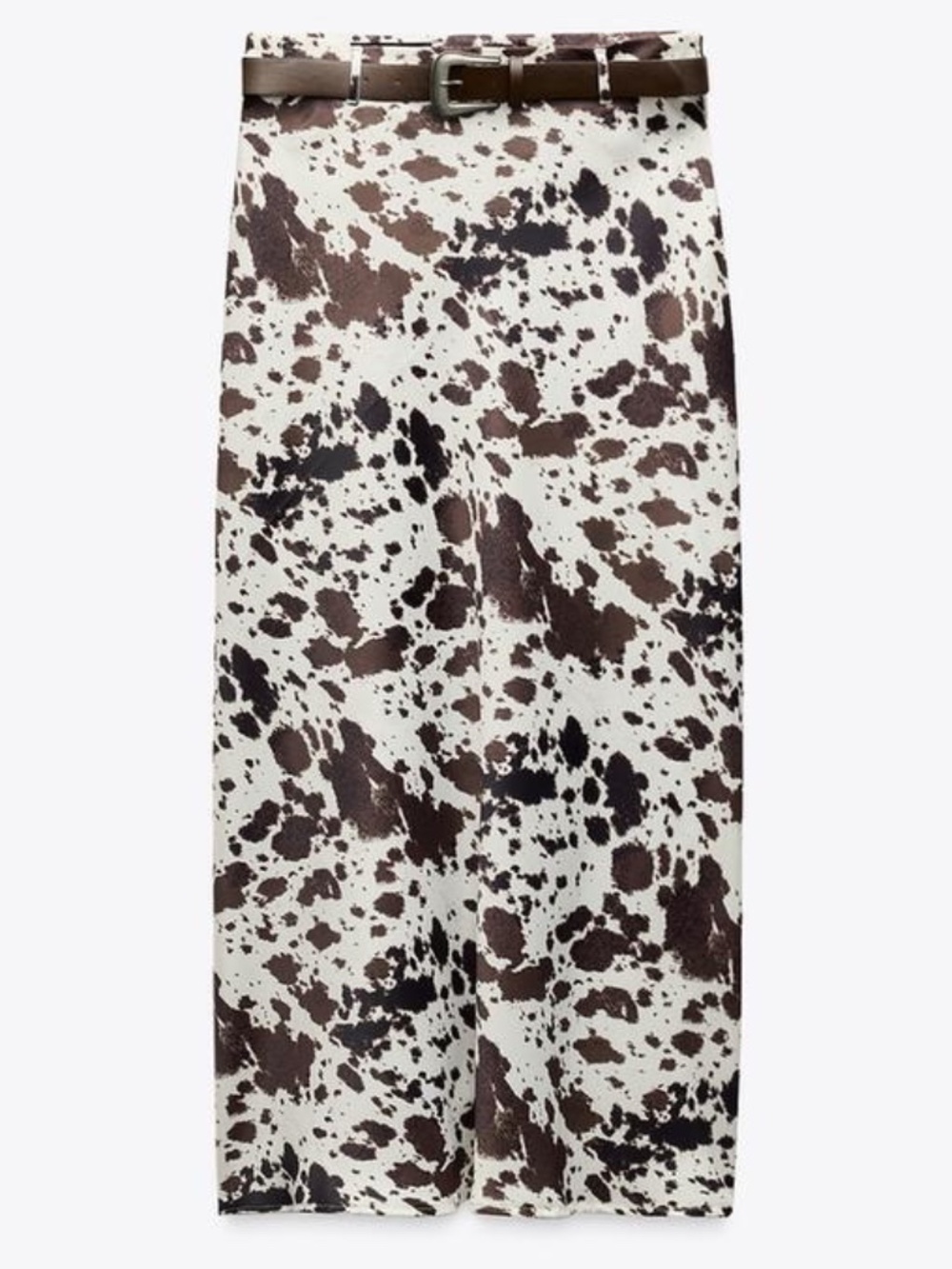 Zara Printed Satin Skirt With Belt